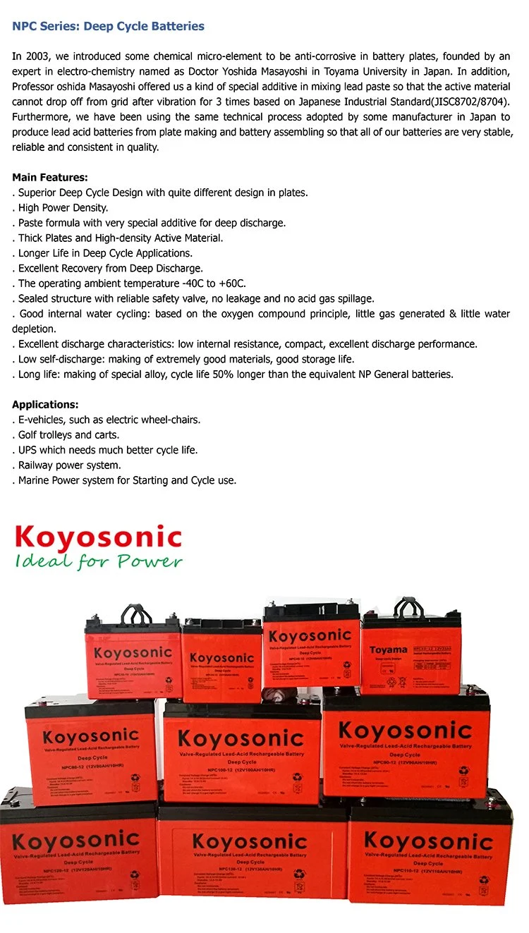 12V 120ah Deep Cycle Battery High Temperature Battery High Rate Battery